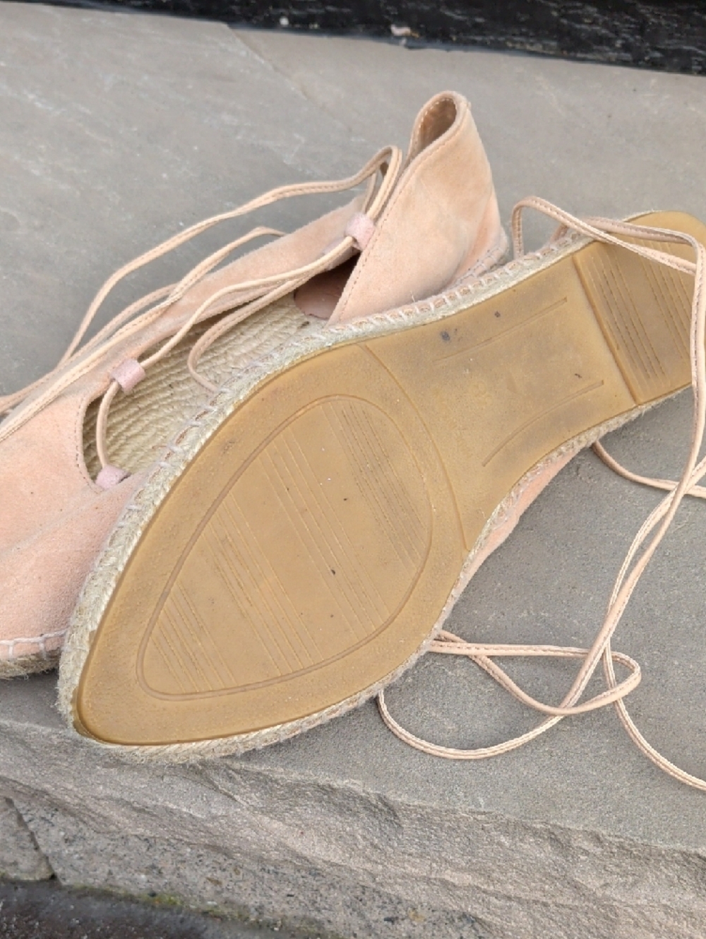 Romena Handmade In Spain Lace Up Women's Suede Espadrille Flats in Blush - Picture 6 of 11